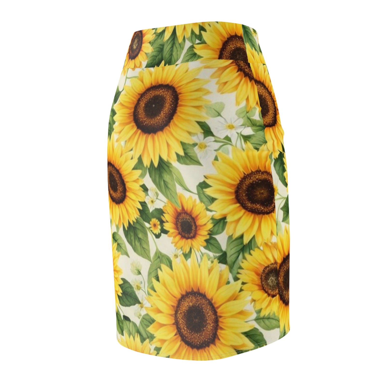 Sunflower Pencil Skirt – Bright Yellow Floral Midi Skirt for Summer, Casual Office Wear, Garden Party Outfit, Gift for Her