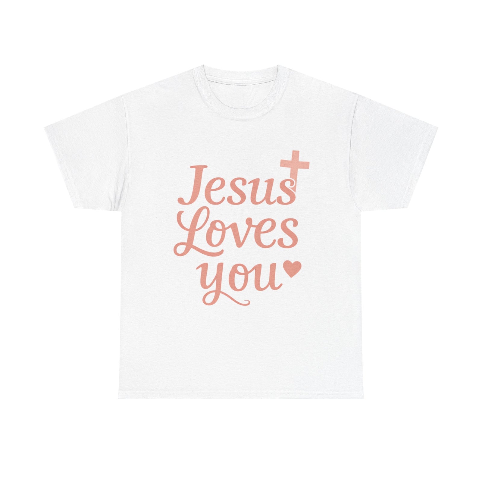 Jesus Loves You T-Shirt – Pink Script Faith Tee with Cross