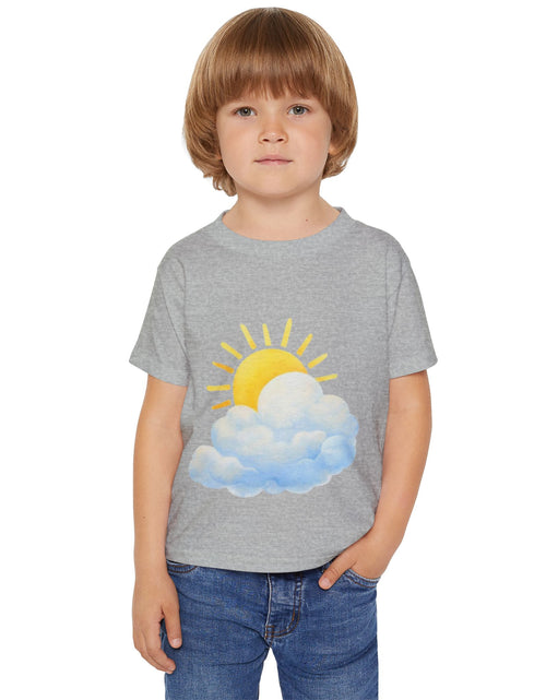 Load image into Gallery viewer, Sunny Cloud Toddler T‑Shirt — Cute Sun &amp; Cloud Graphic Tee for Kids
