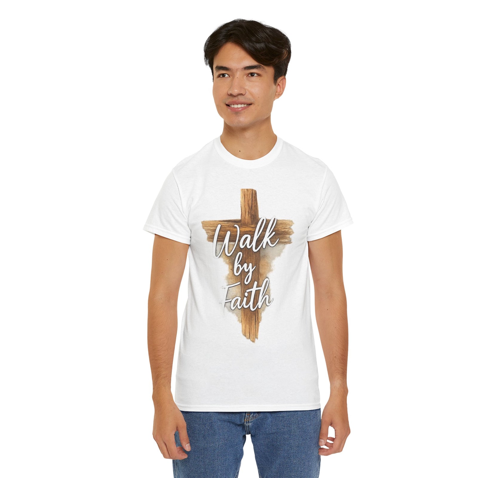 Walk By Faith Tee — Christian Cross Faith Men's T‑Shirt