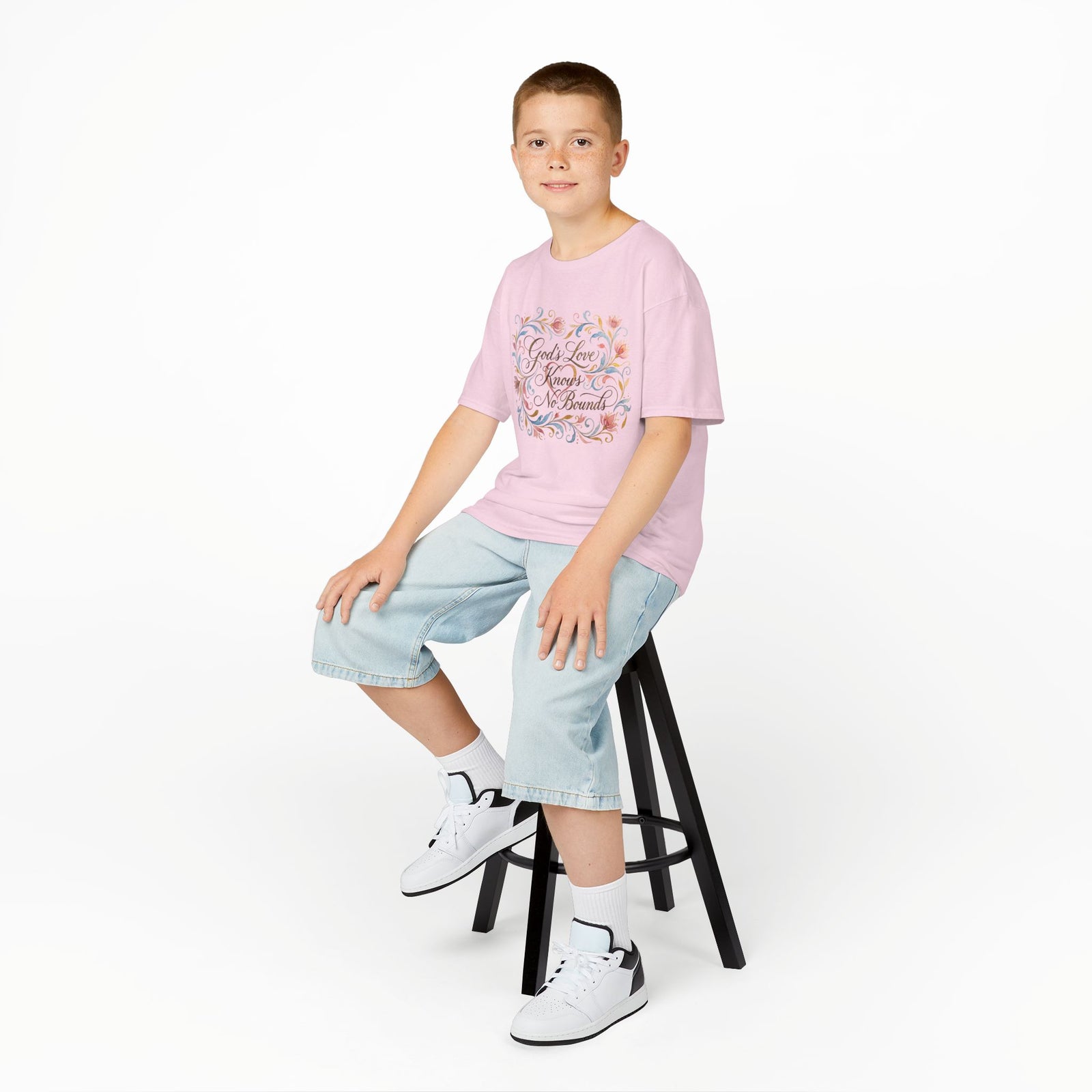 Kids Tee — "God's Love Knows No Bounds" Floral Shirt