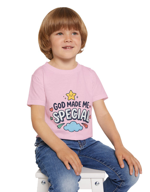 Load image into Gallery viewer, God Made Me Special Toddler T-Shirt | Christian Kids Shirt | Faith-Based Kids Clothes | Cute Religious Gift for Boys &amp; Girls
