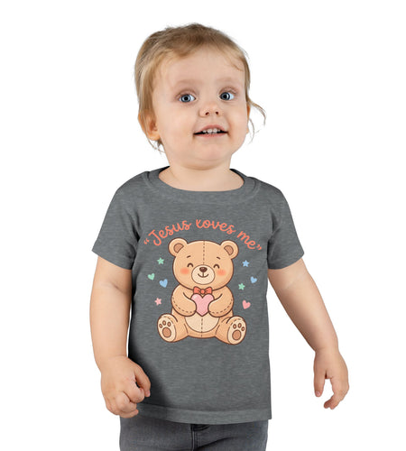Toddler T-Shirt — Cute “Jesus Loves Me” Teddy Bear Christian Kids Tee