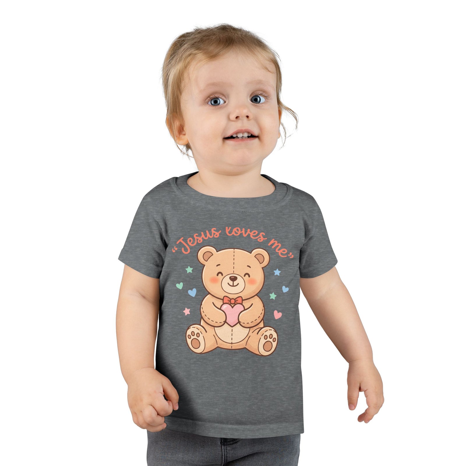 Toddler T-Shirt — Cute “Jesus Loves Me” Teddy Bear Christian Kids Tee