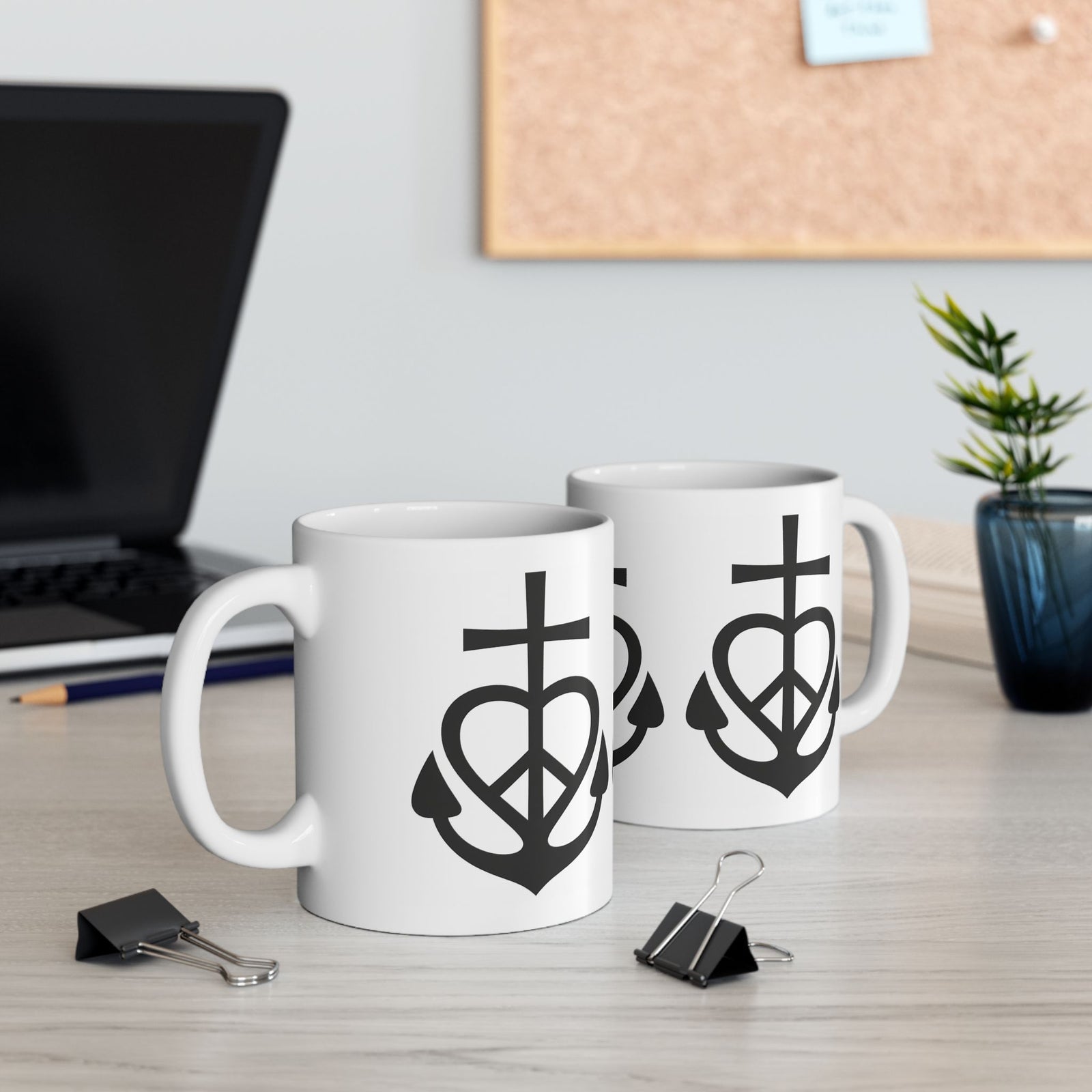 Faith, Love & Peace Ceramic Mug — Uplifting Christian Coffee Lover Cup 11  oz & 15 oz