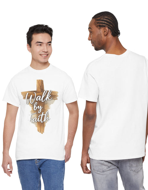 Load image into Gallery viewer, Walk By Faith Tee — Christian Cross Faith Men's T‑Shirt
