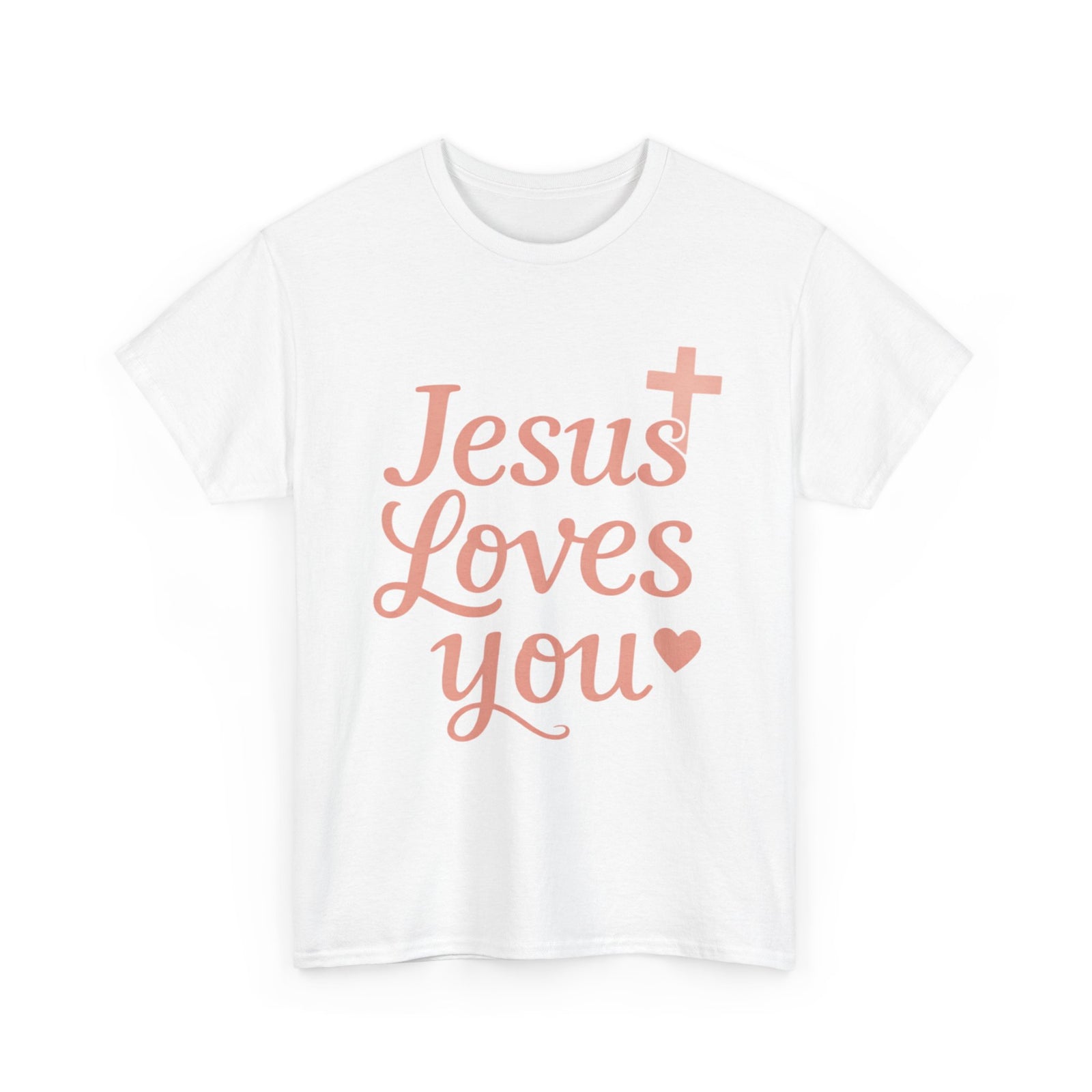 Jesus Loves You T-Shirt – Pink Script Faith Tee with Cross