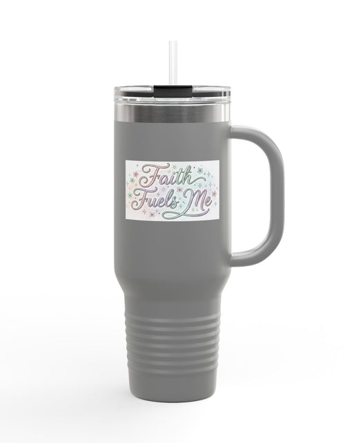 Load image into Gallery viewer, 40oz Insulated Travel Mug — "Faith Fuels Me" Inspirational White Tumbler
