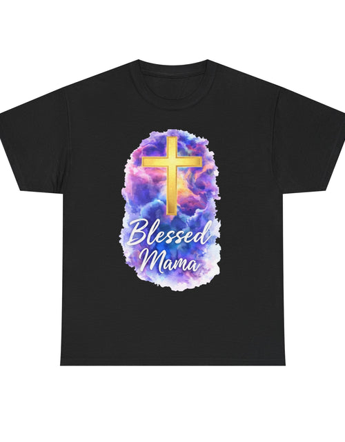 Load image into Gallery viewer, Blessed Mama Cross Tee, Women's Christian Faith Tee Shirt
