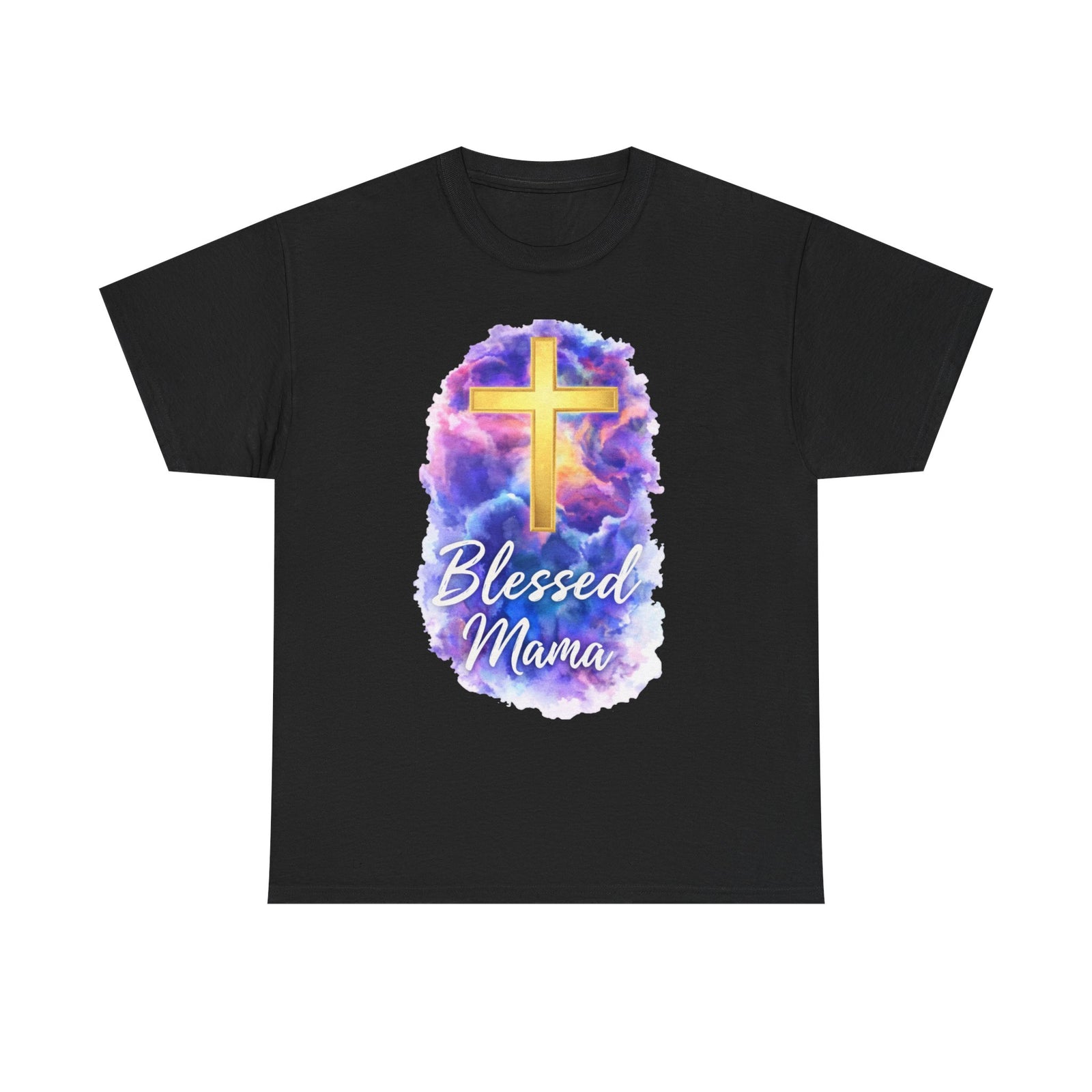 Blessed Mama Cross Tee, Women's Christian Faith Tee Shirt