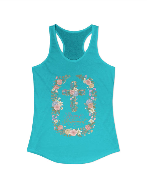 Load image into Gallery viewer, Blessed &amp; Redeemed Women's Christian Tank Top – Cross Faith Shirt – Inspirational Christian Summer Apparel
