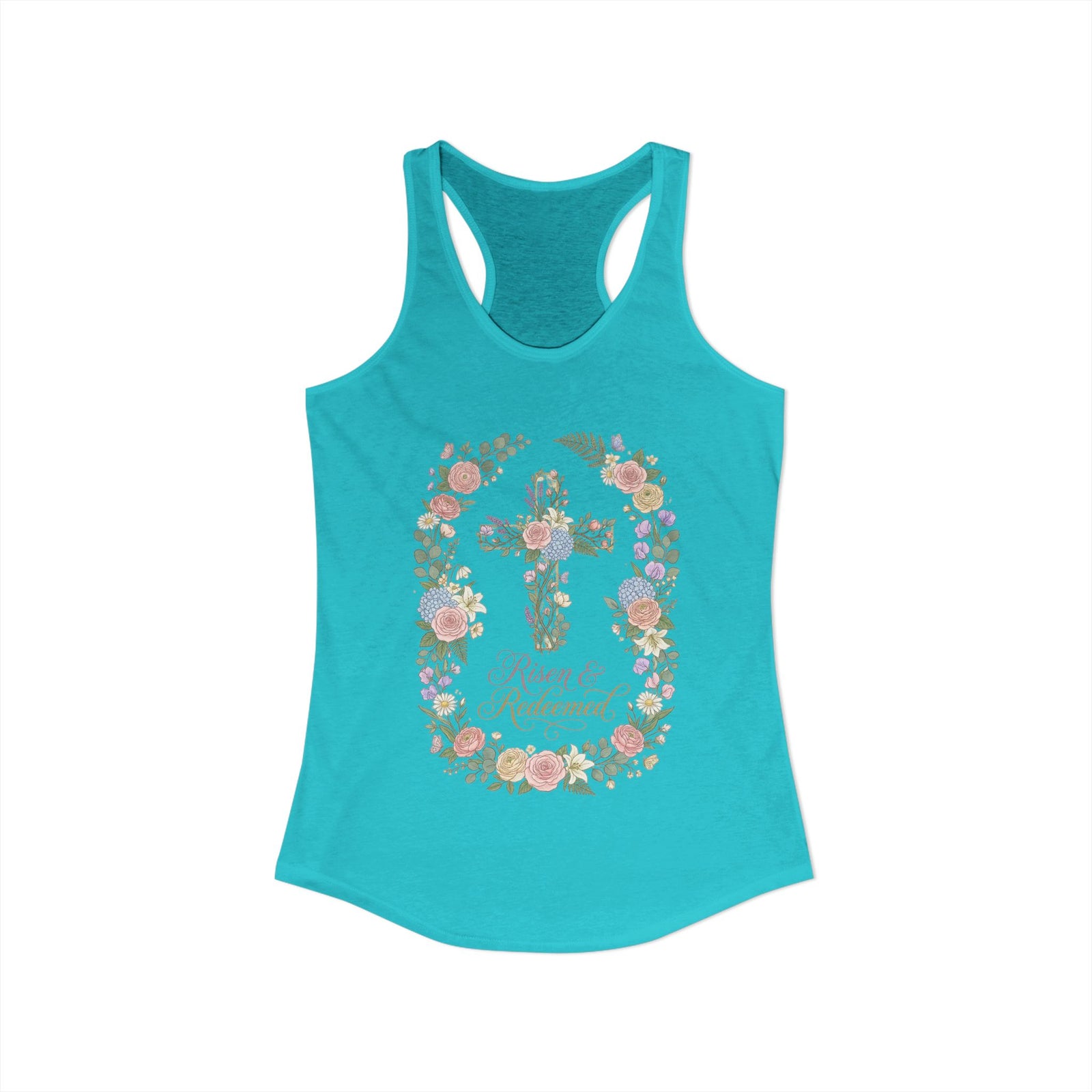 Blessed & Redeemed Women's Christian Tank Top – Cross Faith Shirt – Inspirational Christian Summer Apparel