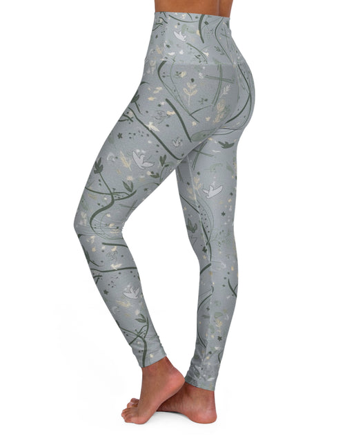 Load image into Gallery viewer, Yoga Leggings — Faith Dove Floral High-Waist Athletic - Active wear

