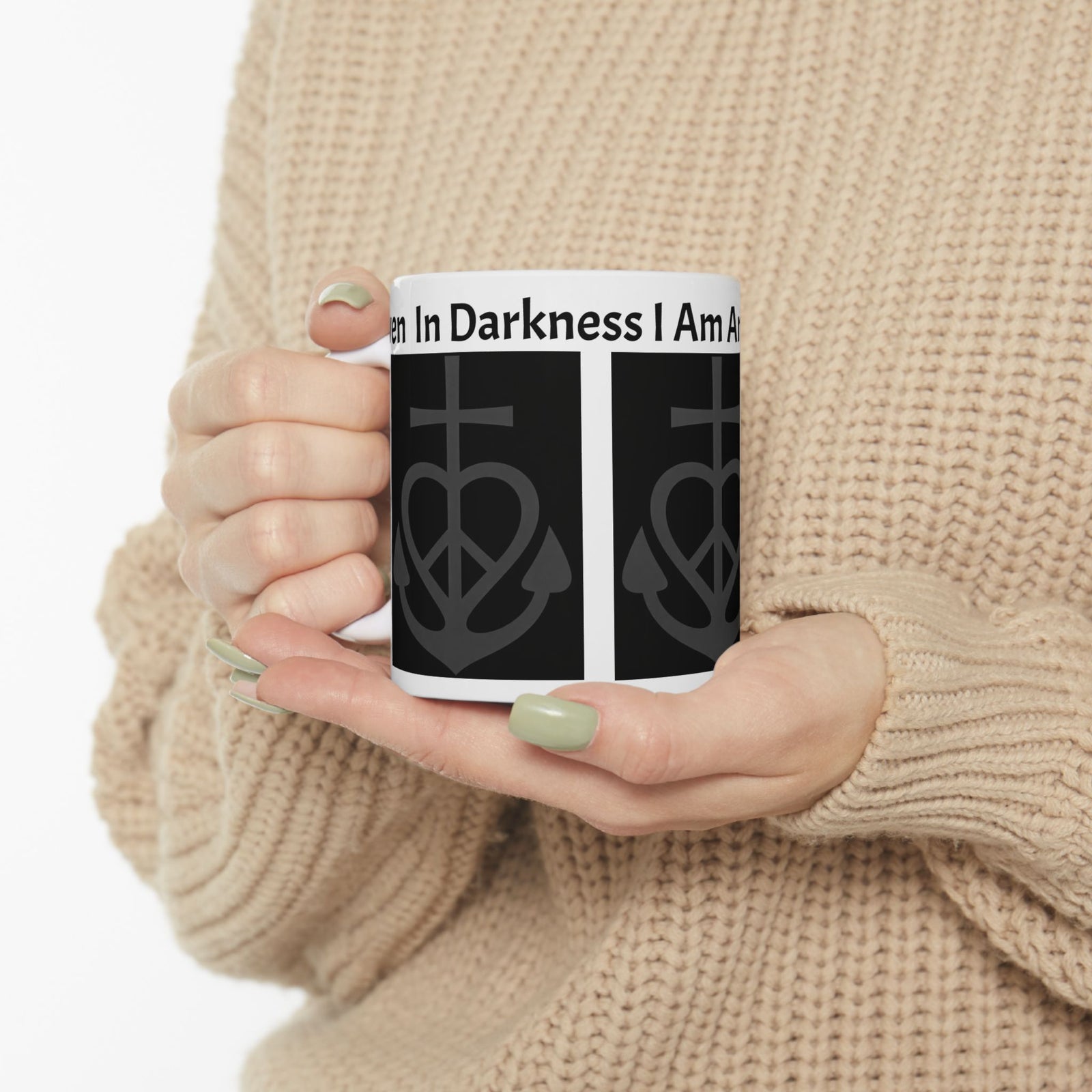 Anchor of Faith Ceramic Mug — "Even in Weakness I am Anchored" Christian Coffee Cup 11 oz & 15 oz