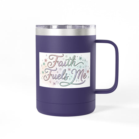 15oz Insulated Coffee Tumbler Mug — "Faith Fuels Me" Pastel Star Design