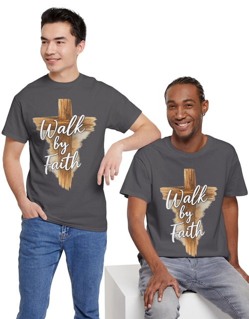 Load image into Gallery viewer, Walk By Faith Tee — Christian Cross Faith Men's T‑Shirt
