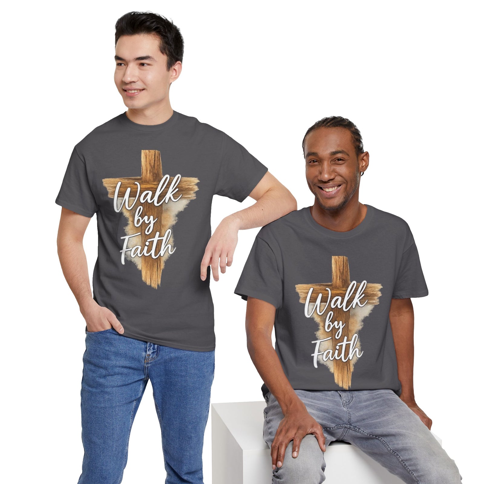 Walk By Faith Tee — Christian Cross Faith Men's T‑Shirt
